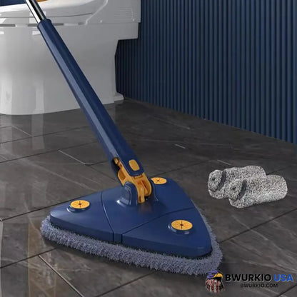 360 Rotatable Adjustable Cleaning Mop Triangle Set Including 2 Pieces Of Cloth / Blue