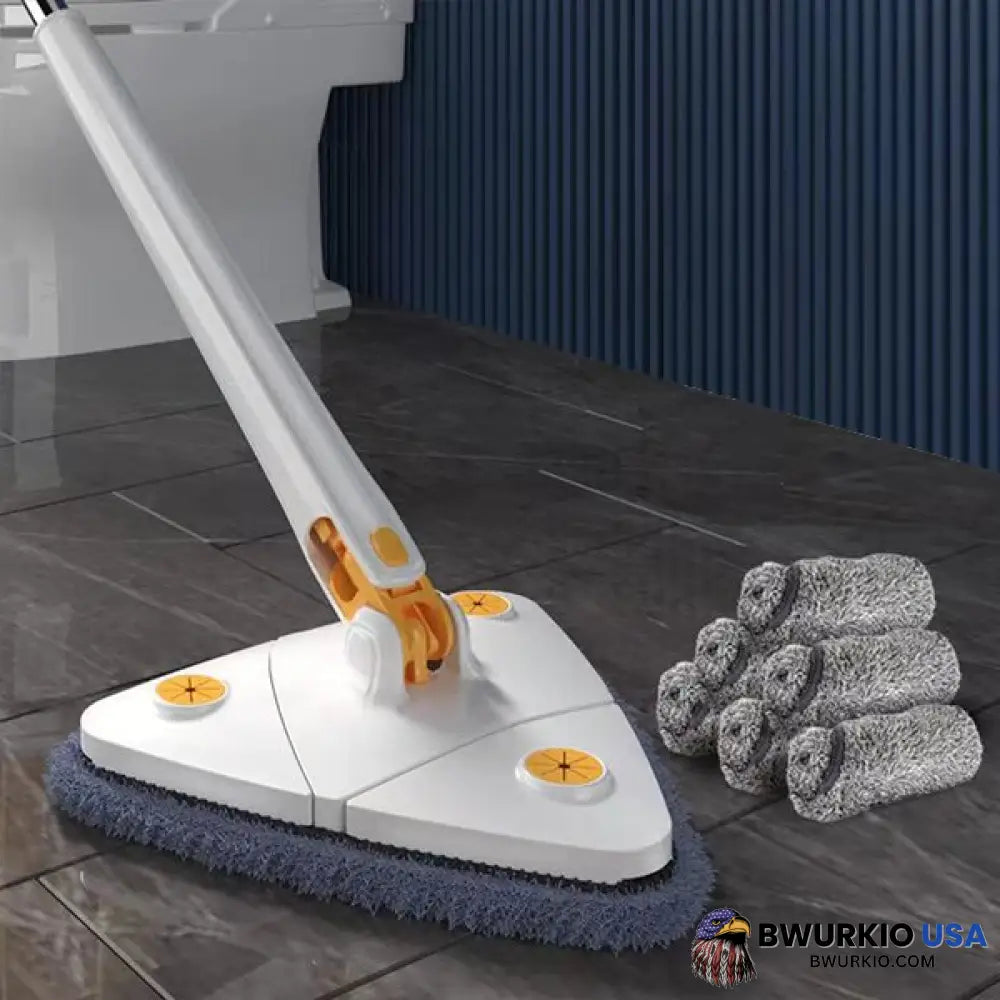 360 Rotatable Adjustable Cleaning Mop Triangle Set Including 6 Pieces Of Cloth / White