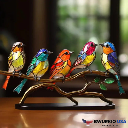 Acrylic Birds On Branch Desktop Ornaments Harmonious