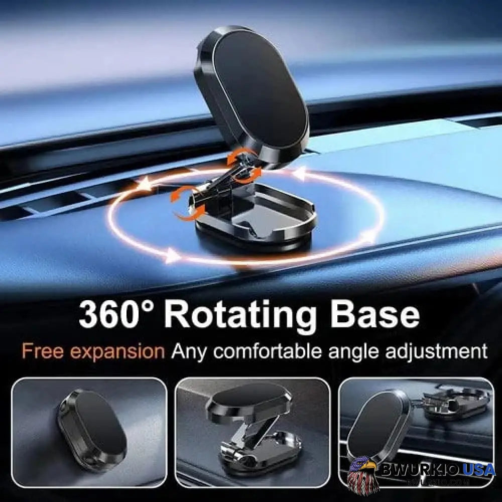 Alloy Folding Magnetic Car Phone Holder Black