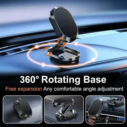 Alloy Folding Magnetic Car Phone Holder Black