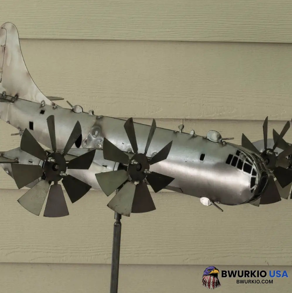 B-29 Super Fortress Aircraft Wind Spinner Metal Windmill Energy Garden Sculpture