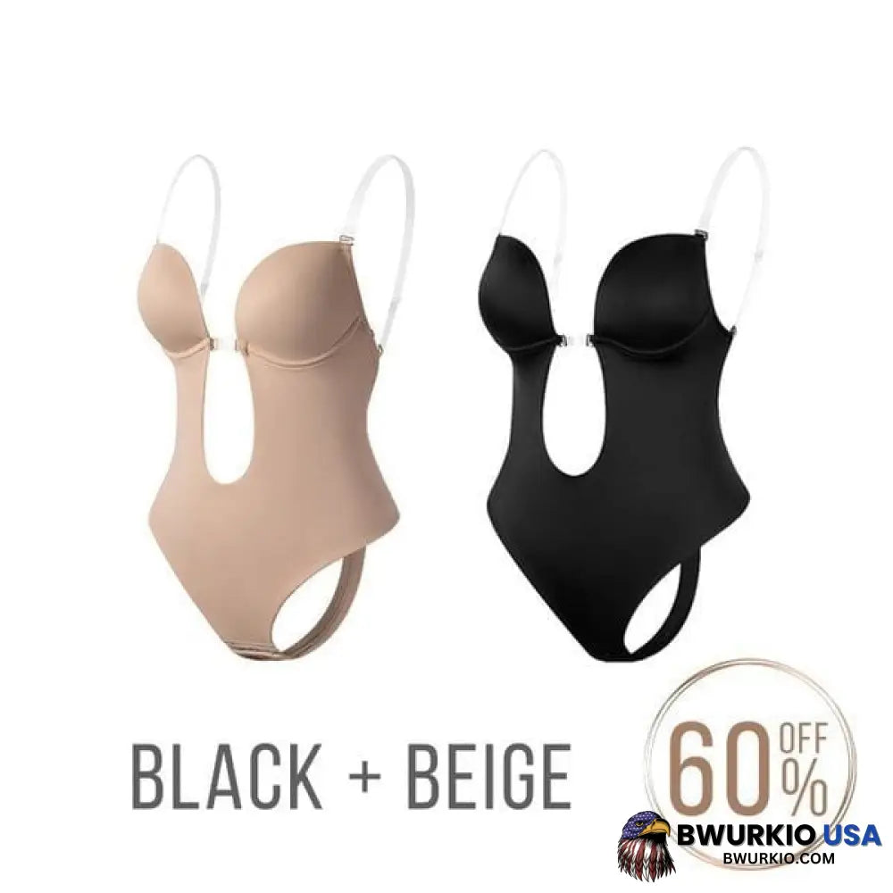 Backless Body Shaper Bra Black & Beige / S - Fits 32Bc 34Ab