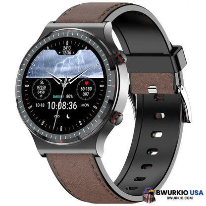 Bearscome Cfda Ecg Blood Oxygen Heart Rate Health Monitoring Smart Watch Classic Black / Brown