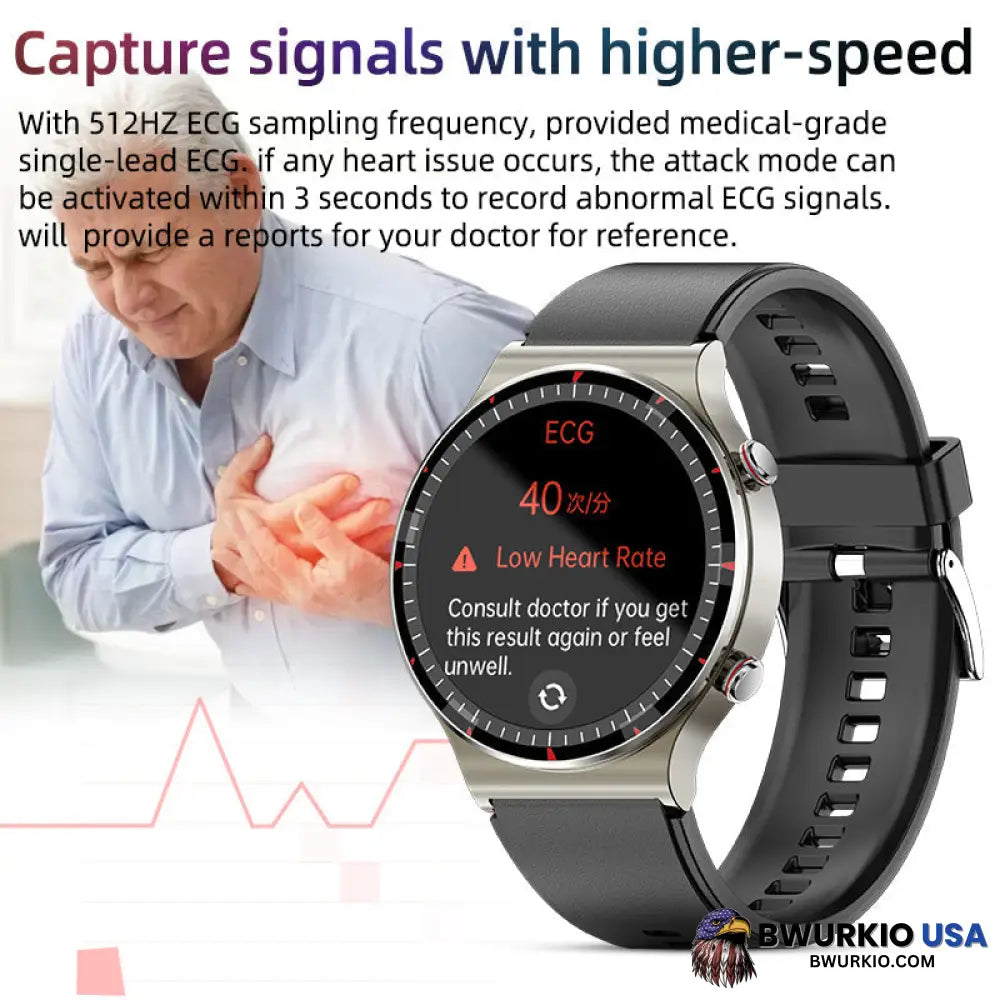 Bearscome Cfda Ecg Blood Oxygen Heart Rate Health Monitoring Smart Watch Smartwatch