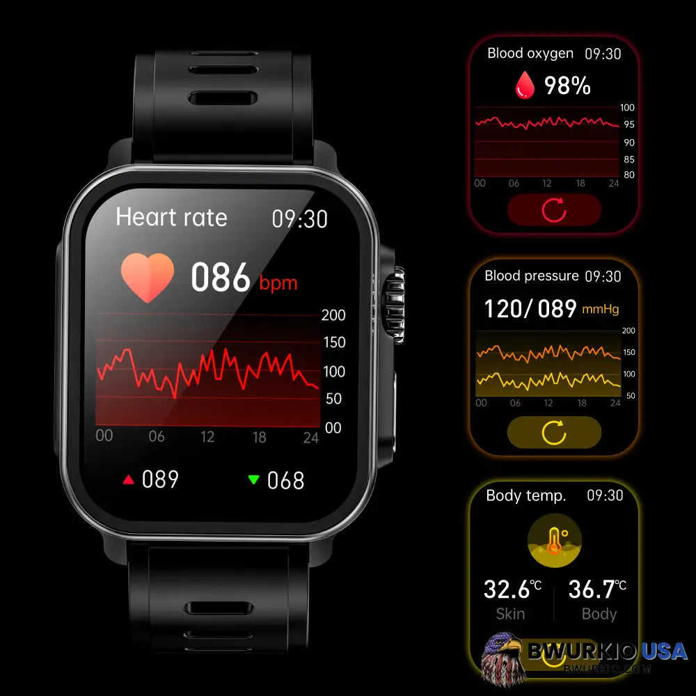 Bearscome Vee Bluetooth Call Ecg/Ekg Blood Oxygen Sleep Monitoring Music Smartwatch Smartwatch