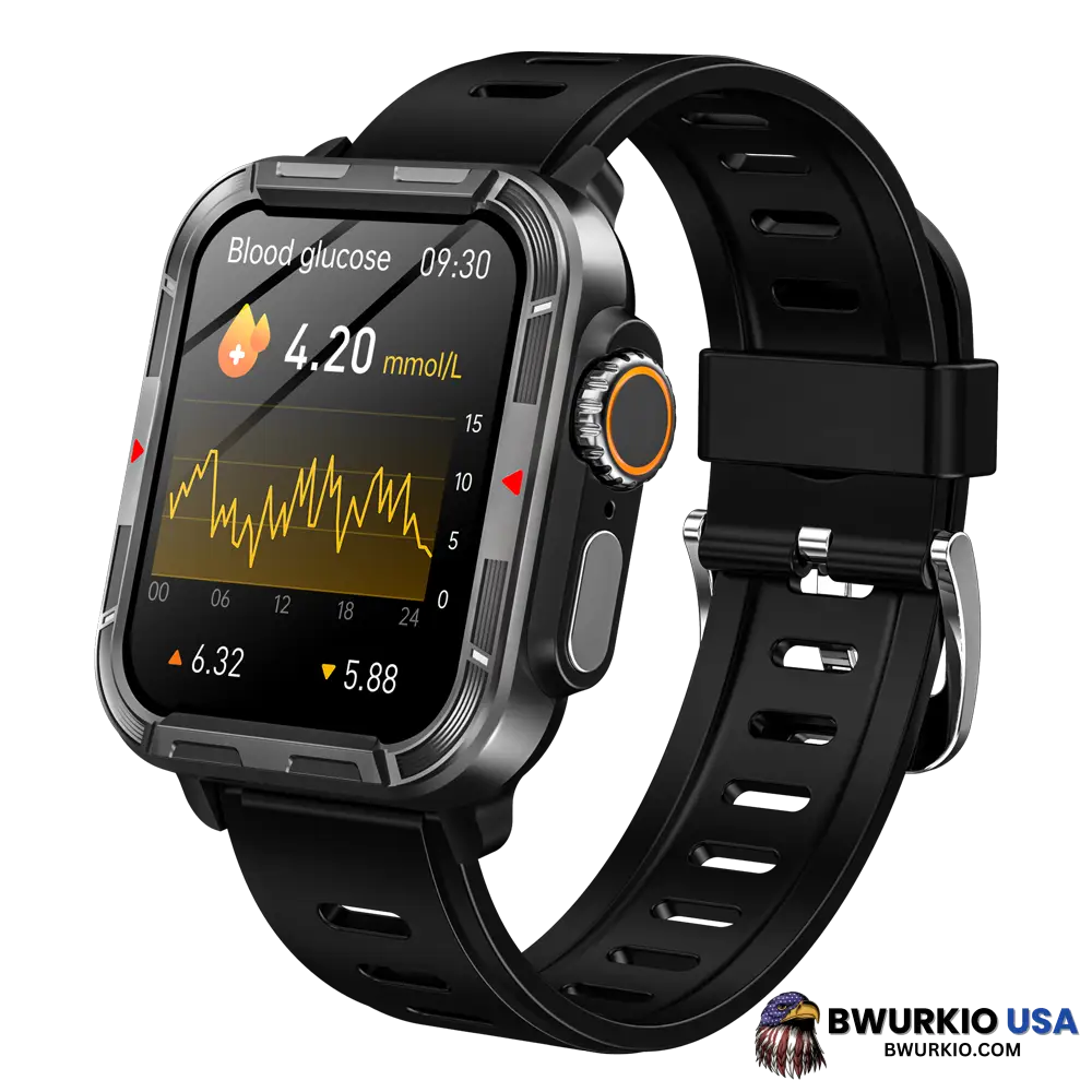 Bearscome Vee Bluetooth Call Ecg/Ekg Blood Oxygen Sleep Monitoring Music Smartwatch Pro Black