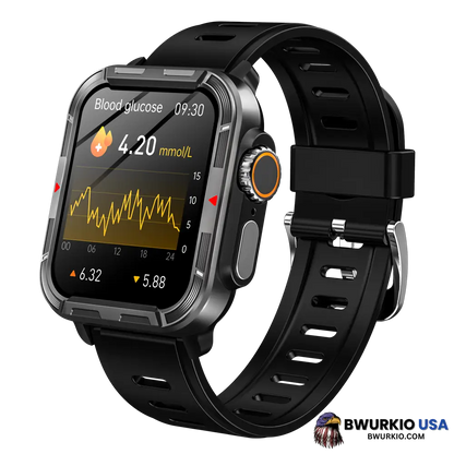 Bearscome Vee Bluetooth Call Ecg/Ekg Blood Oxygen Sleep Monitoring Music Smartwatch Pro Black