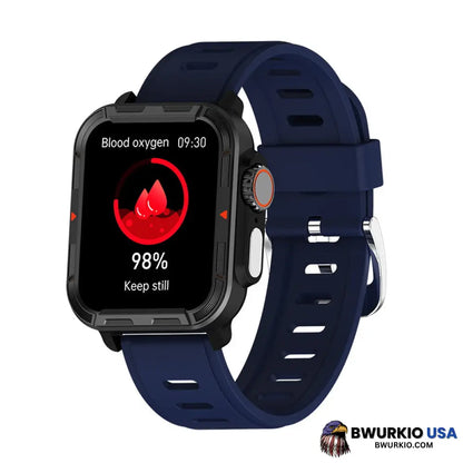 Bearscome Vee Bluetooth Call Ecg/Ekg Blood Oxygen Sleep Monitoring Music Smartwatch Pro Blue