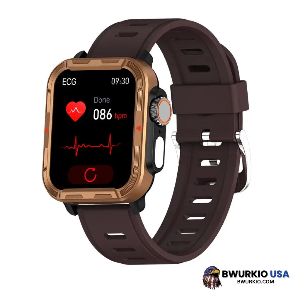 Bearscome Vee Bluetooth Call Ecg/Ekg Blood Oxygen Sleep Monitoring Music Smartwatch Pro Golden