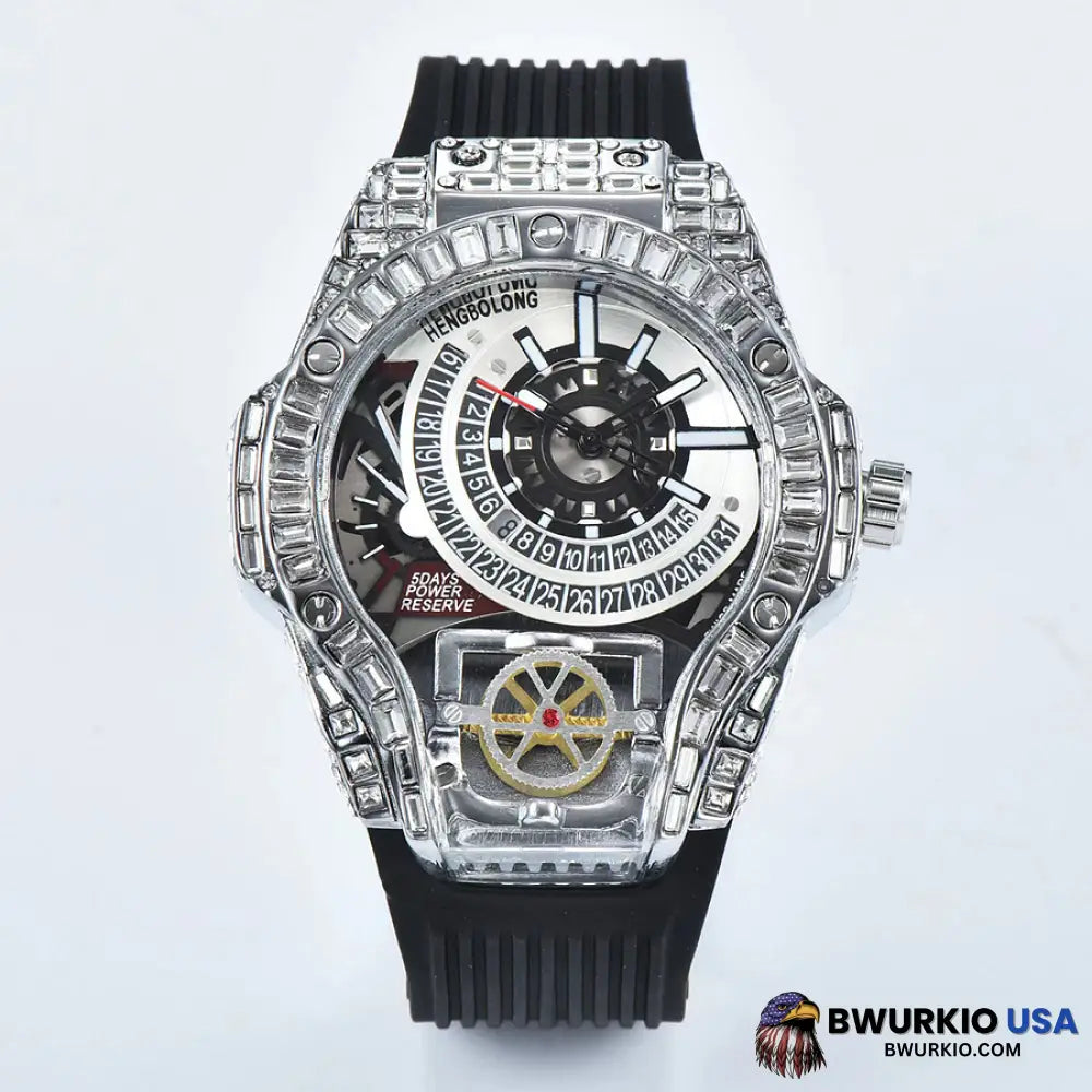 Bi-Axis Tourbillon Wristwatch Waterproof Mechanical Movement Watch Diamond