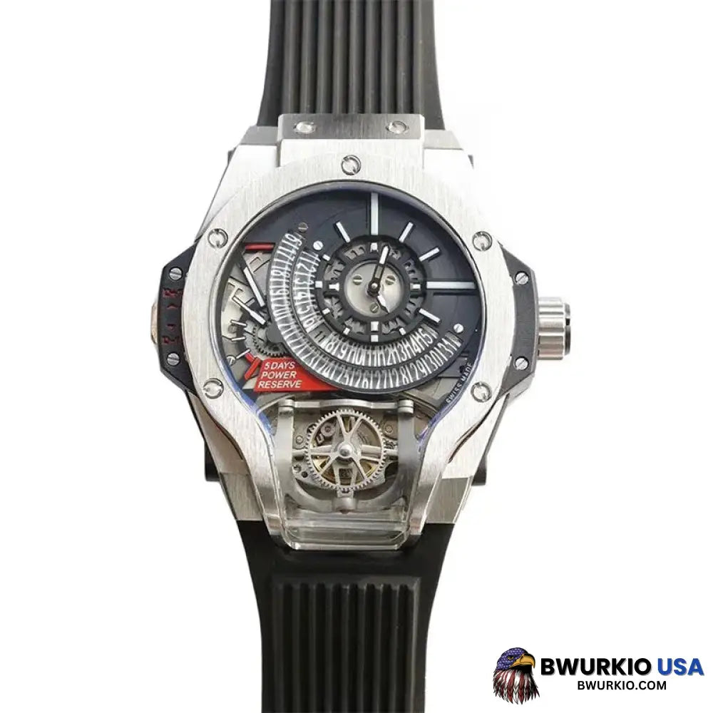 Bi-Axis Tourbillon Wristwatch Waterproof Mechanical Movement Watch Polished Titanium