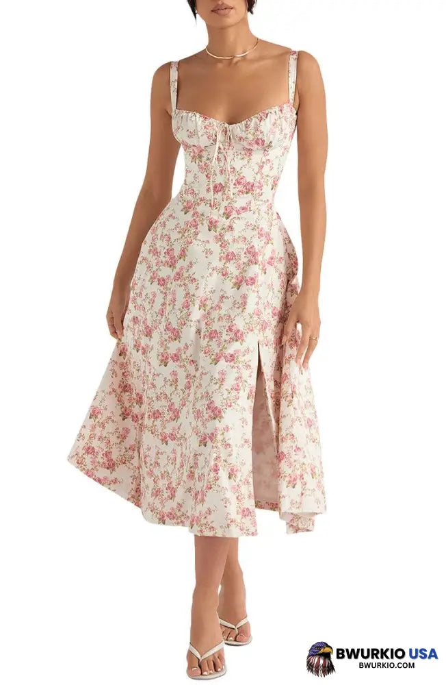 Carmen Print Bustier Sundress