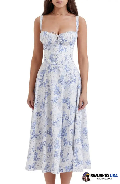 Carmen Print Bustier Sundress