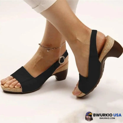 Comfortable Elegant Low Chunky Heel Shoes Black / Us:5