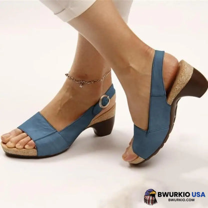 Comfortable Elegant Low Chunky Heel Shoes Dark Blue / Us:5