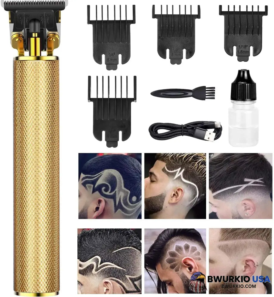 Cordless Mens Professional Trimmer Hair Clipper Golden Home & Kitchen