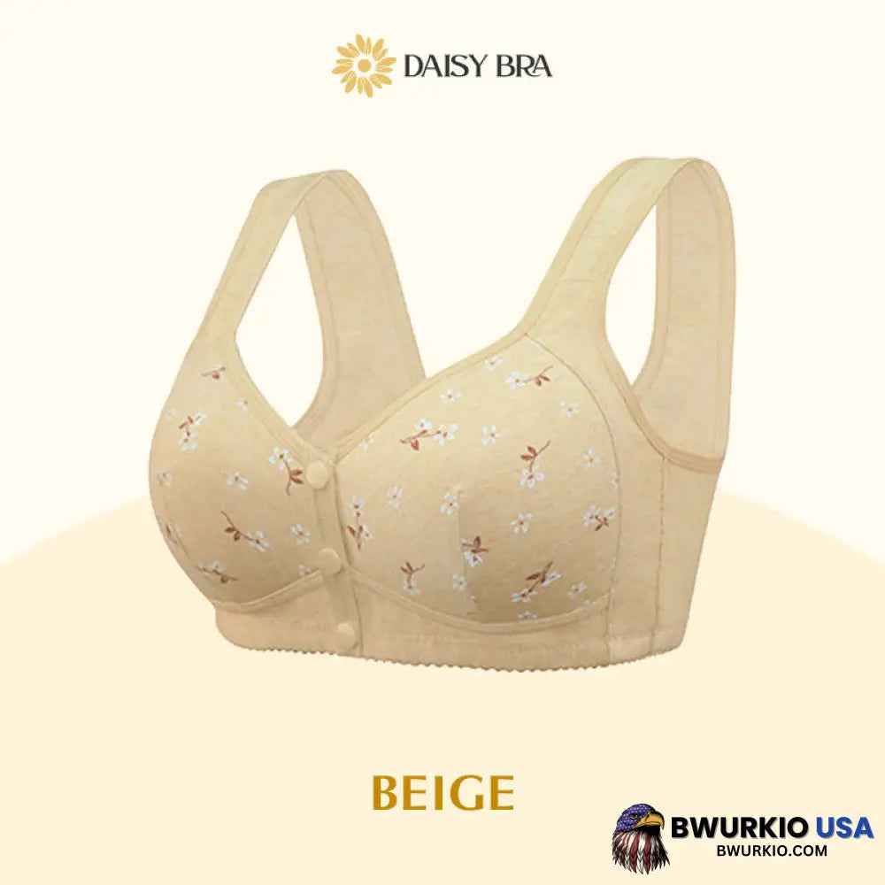 Daisy Bra Comfortable & Convenient Front Button Beige / S - Fits 32Abc 34Ab