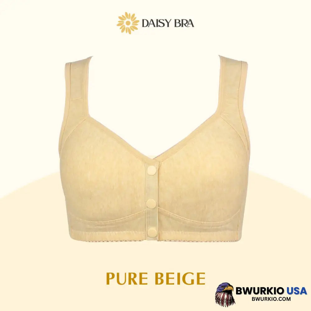 Daisy Bra Comfortable & Convenient Front Button Pure Beige / S - Fits 32Abc 34Ab