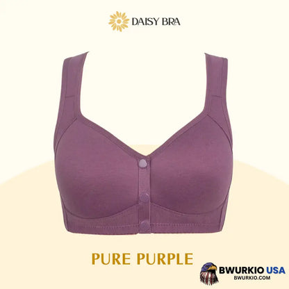 Daisy Bra Comfortable & Convenient Front Button Pure Purple / S - Fits 32Abc 34Ab