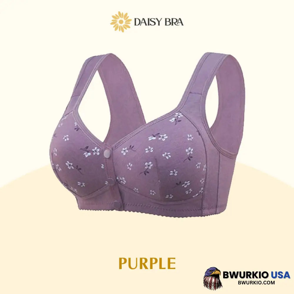 Daisy Bra Comfortable & Convenient Front Button Purple / S - Fits 32Abc 34Ab