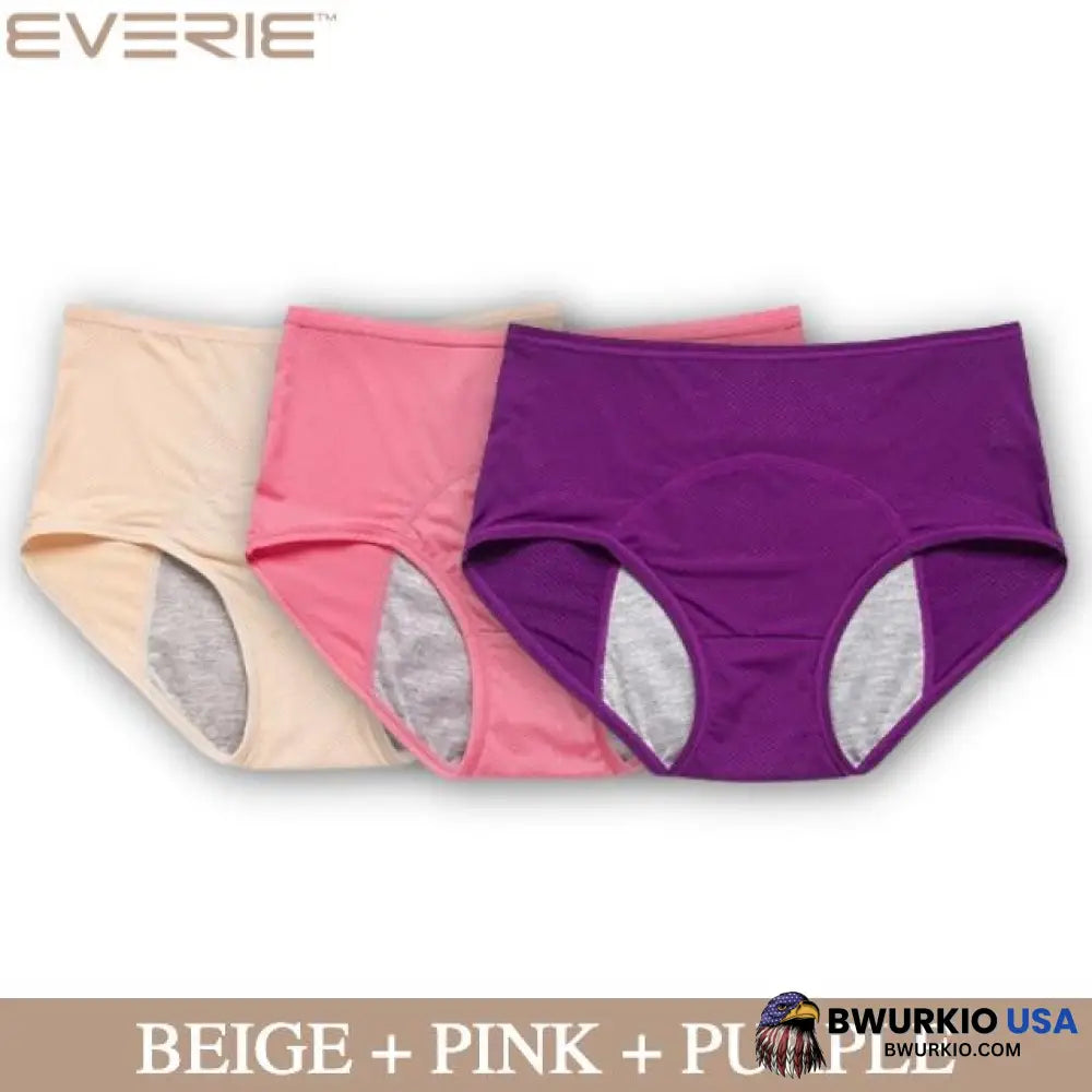 Everie Leakproof Underwear Beige Pink Purple / L