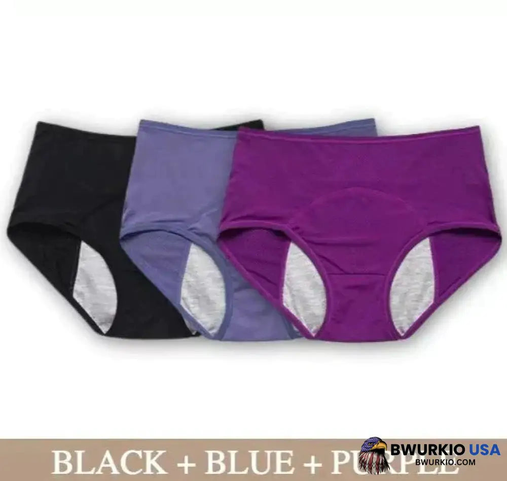 Everie Leakproof Underwear Black Blue Purple / L