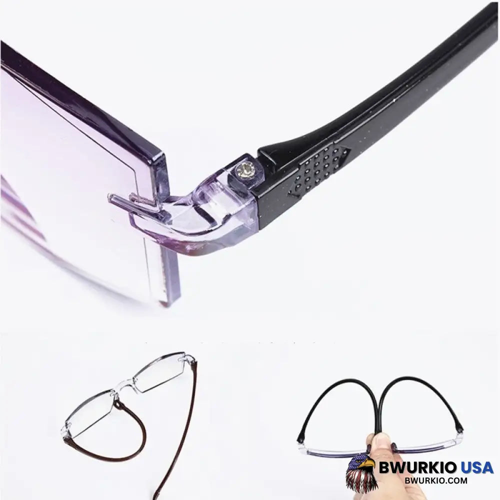 Foldflat Sapphire High Hardness Anti-Blue Progressive Far And Near Dual-Use Reading Glasses