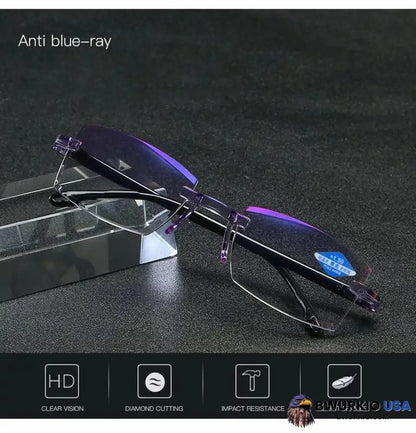 Foldflat Sapphire High Hardness Anti-Blue Progressive Far And Near Dual-Use Reading Glasses