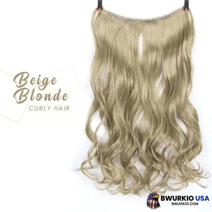 Invisible Halo Extensions - Secret Hair Extension Band Beige Blonde / Curly Business & Industrial