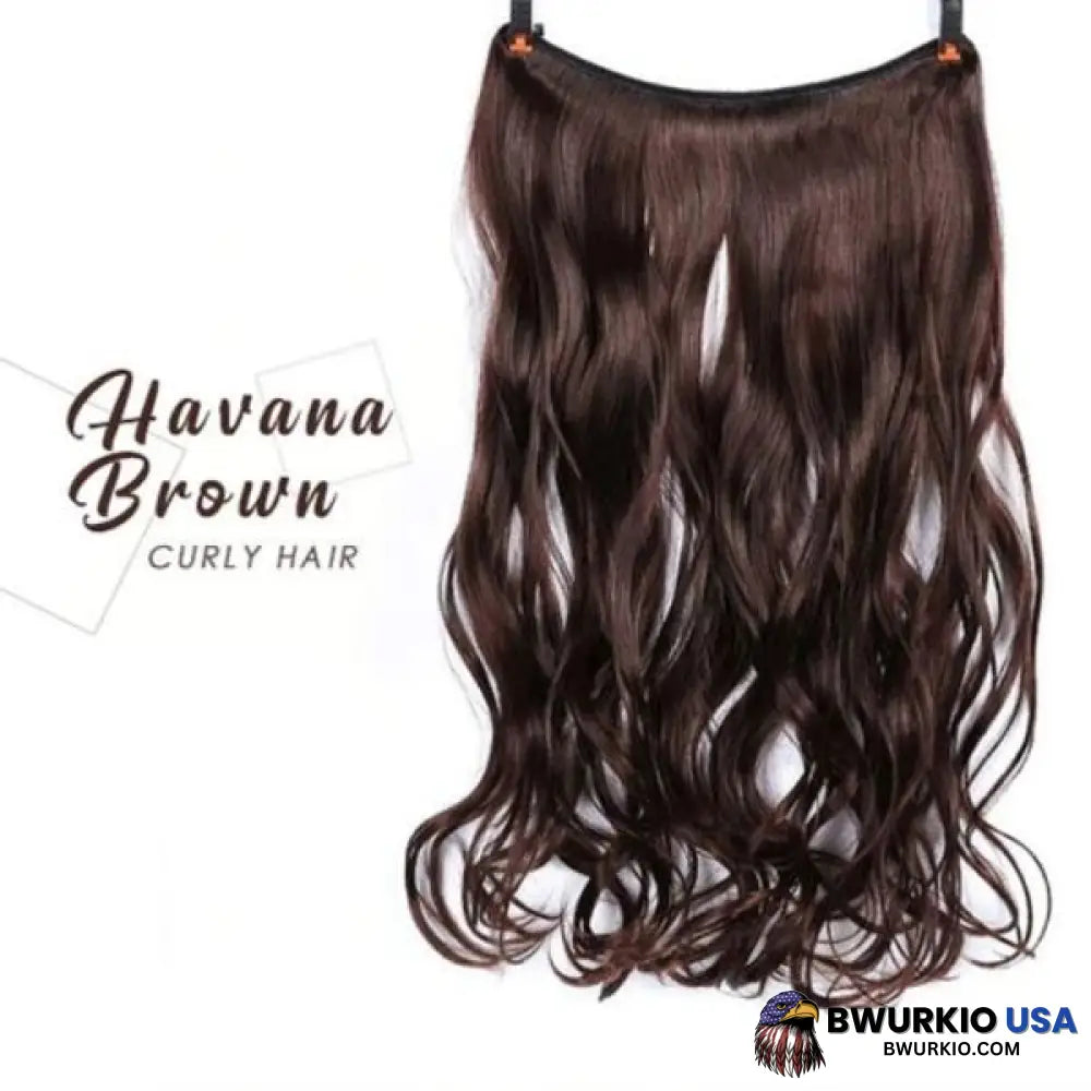 Invisible Halo Extensions - Secret Hair Extension Band Havana Brown / Curly Business & Industrial