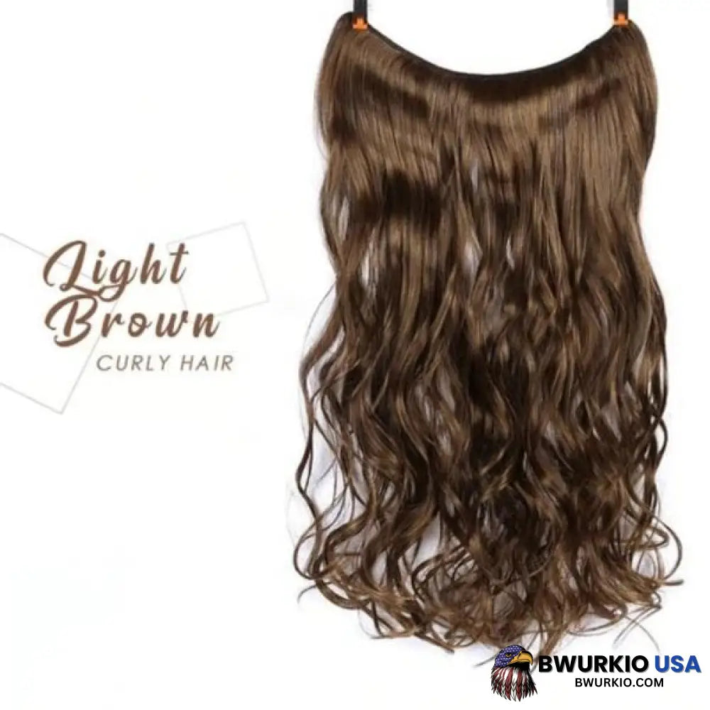 Invisible Halo Extensions - Secret Hair Extension Band Light Brown / Curly Business & Industrial