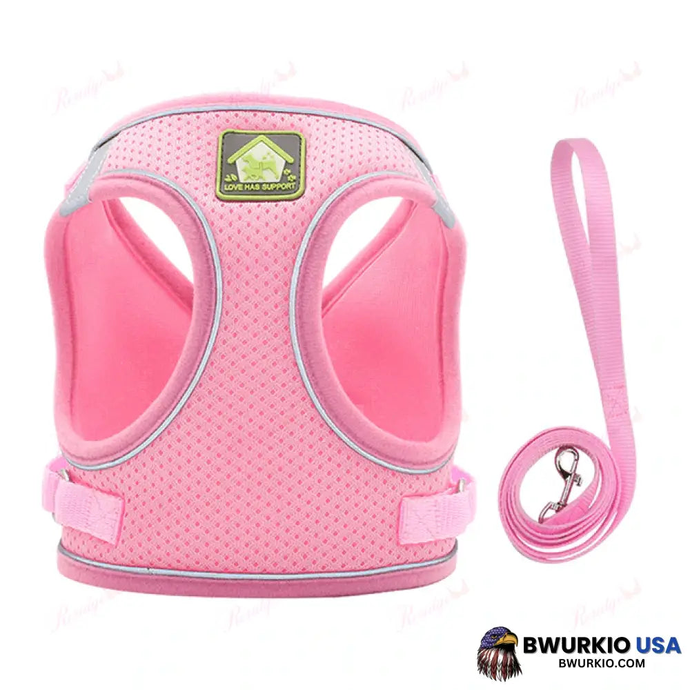 Luminous Cat Vest Harness And Leash Set Pink / Xs