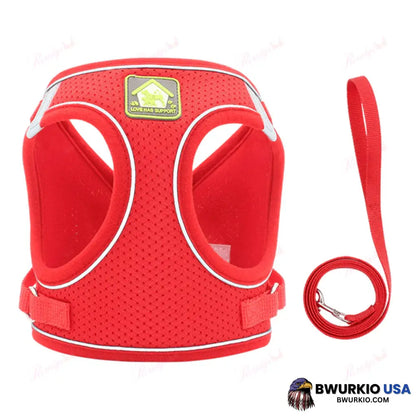 Luminous Cat Vest Harness And Leash Set Red / Xs