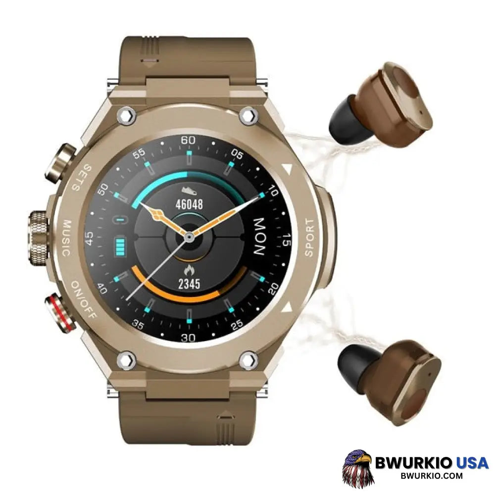 Luminux Sports Smartwatch With Wireless Earbuds Coffee