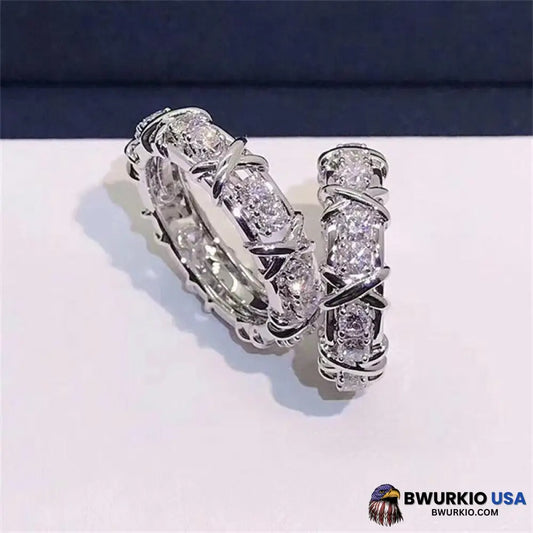 Magnetic Zircon Shaping Cross Full Moissanite Diamond Ring (Limited Time Discount Last Day) Silver /