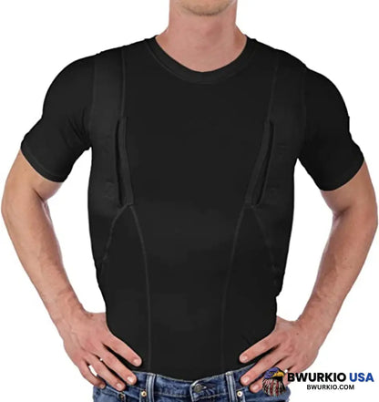 Men/Womens Concealed Leather Holster T-Shirt Men / Black S