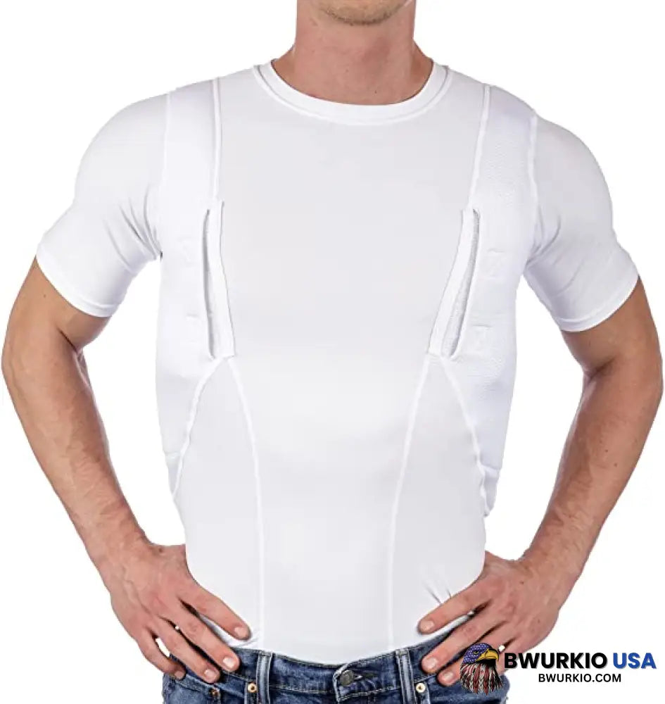 Men/Womens Concealed Leather Holster T-Shirt Men / White S