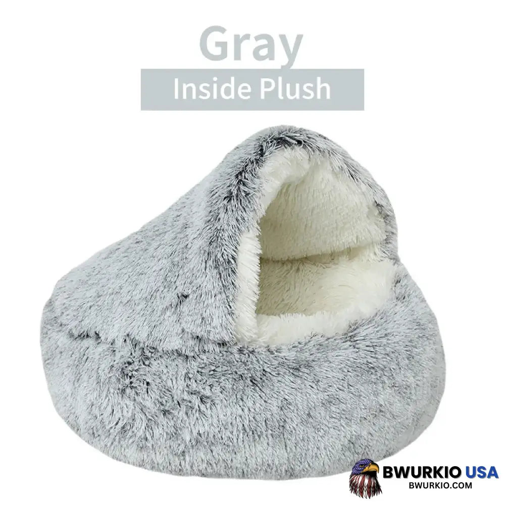 Olvys Cozy Cocoon – Pet Bed Gray Long Plush / 16’ (40Cm)