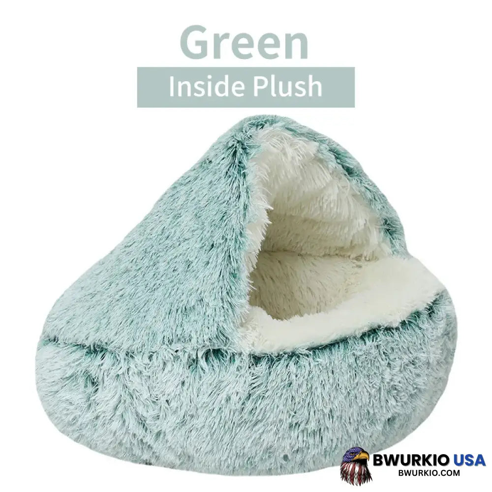 Olvys Cozy Cocoon – Pet Bed Green Long Plush / 16’ (40Cm)