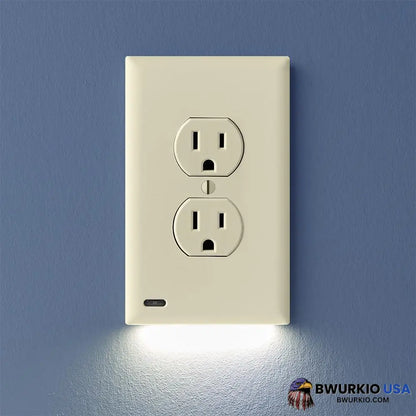 Outlet Wall Plate With Led Night Lights-No Batteries Or Wires [Ul Fcc Csa Certified] Duplex / Yellow