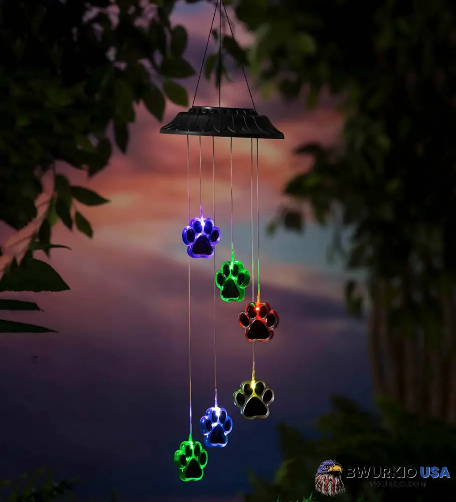 Paw Prints Solar Wind Chime