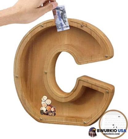 Piggy Bank-Wood Gift For Kids C / Stickers New