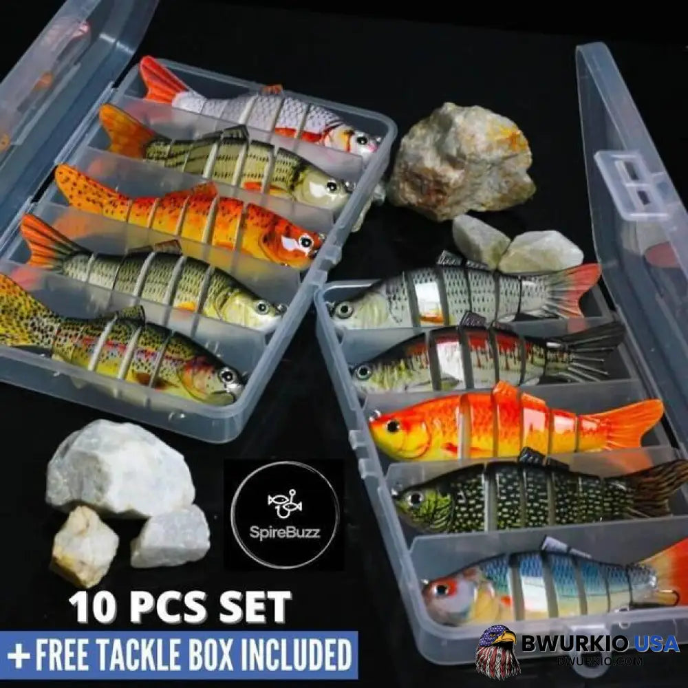 The Spirebuzz Lifelike Swimbait 10 Lures With Box (A+B)