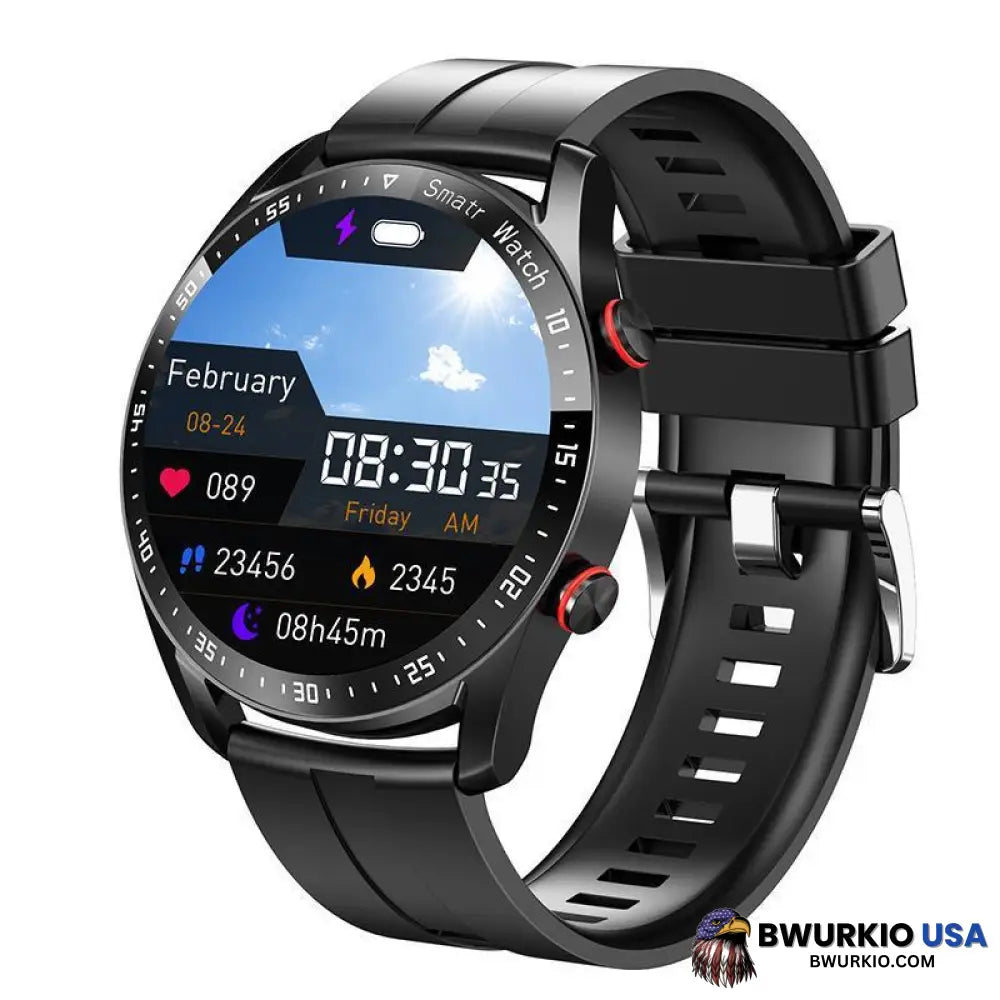 Valltru Non-Invasive Blood Glucose Test Smart Watch Black Rubber