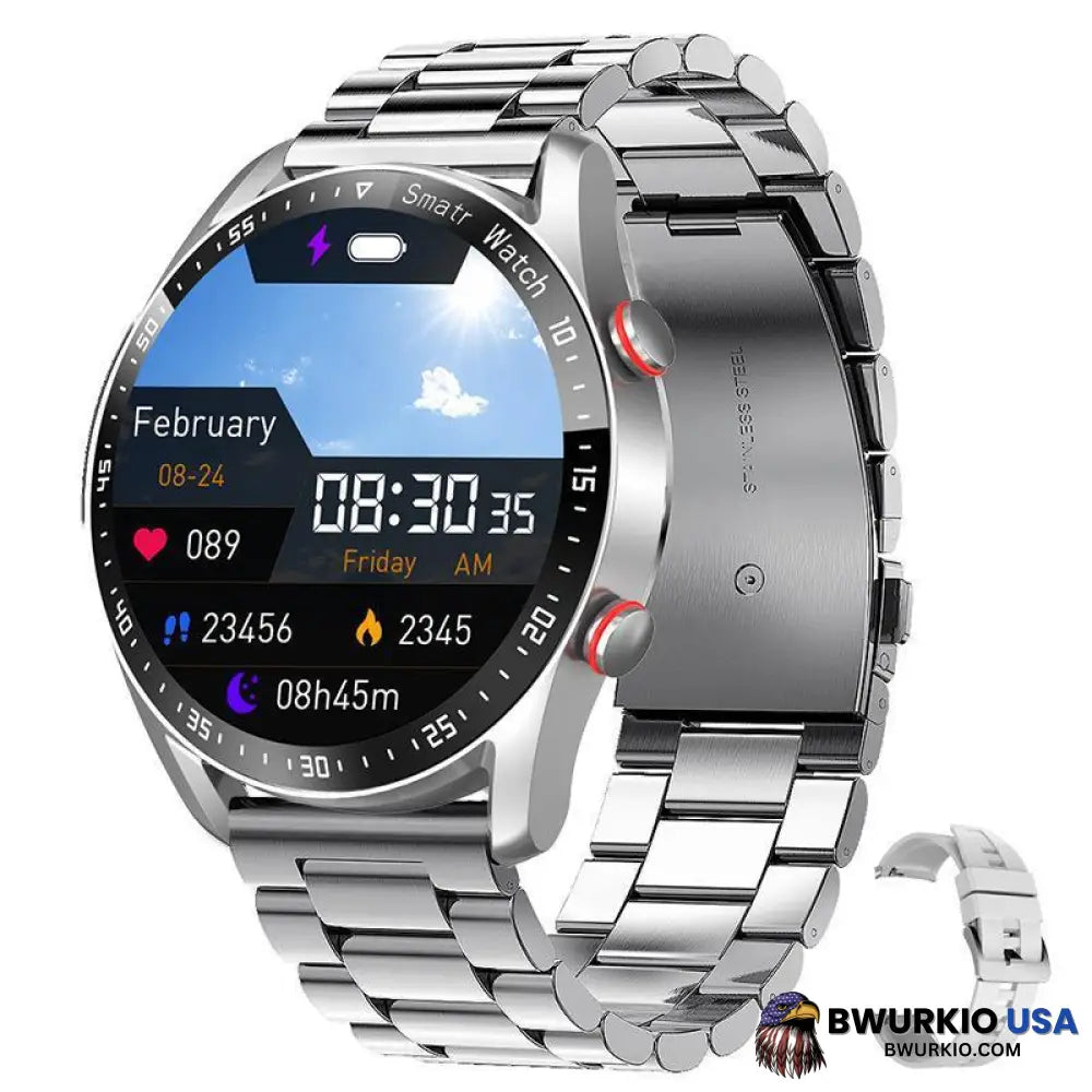 Valltru Non-Invasive Blood Glucose Test Smart Watch Silvery Steel