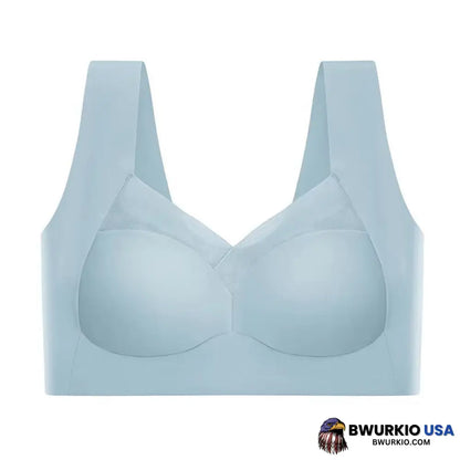 Wmbra Posture Correction Summer Wireless Push-Up Comfort Bra -2.0 Grey Blue / L